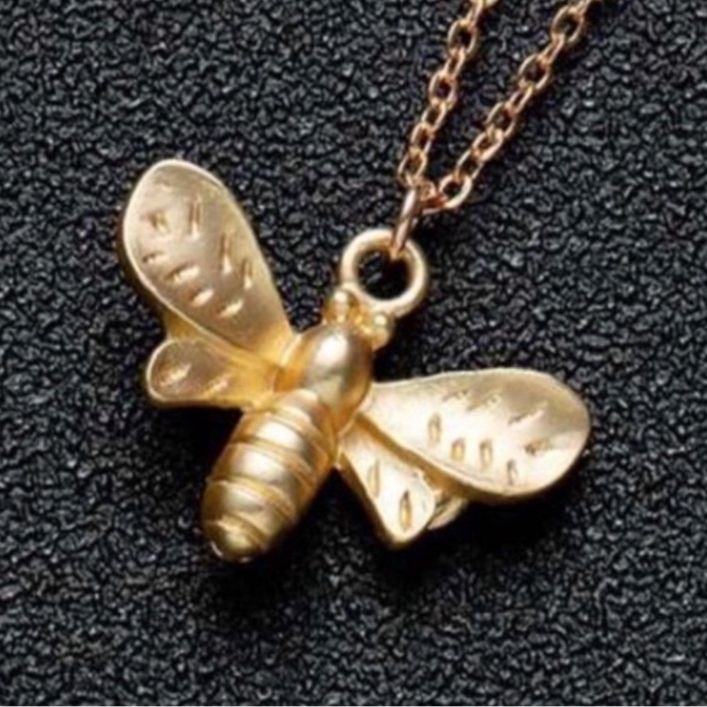 “Golden Bee” Honeybee Bumblebee Honey Bug Insect Nature Bohemian Gold Necklace